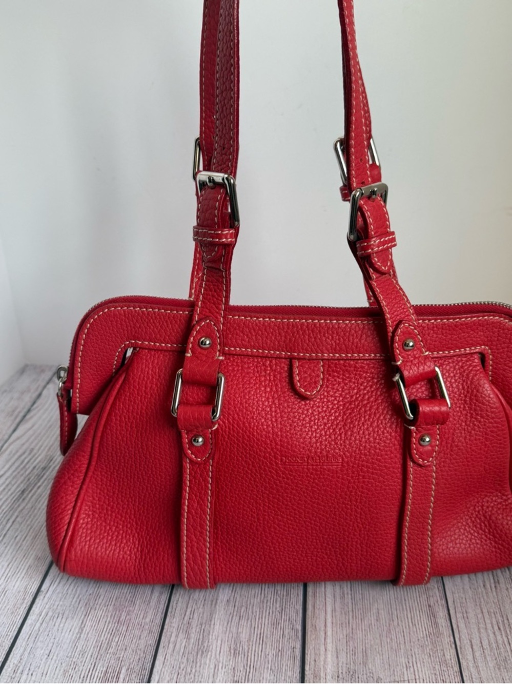 DOONEY & BOURKE Red Pebbled Leather Satchel Purse
